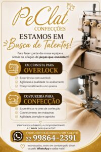 Card da vaga Costureira