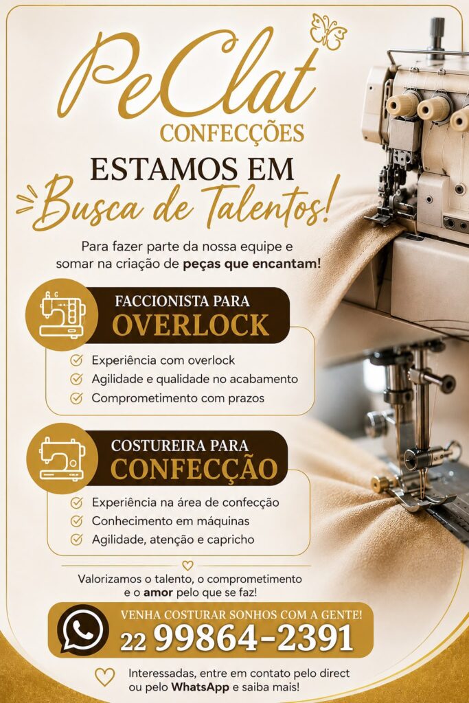 Card da vaga Costureira